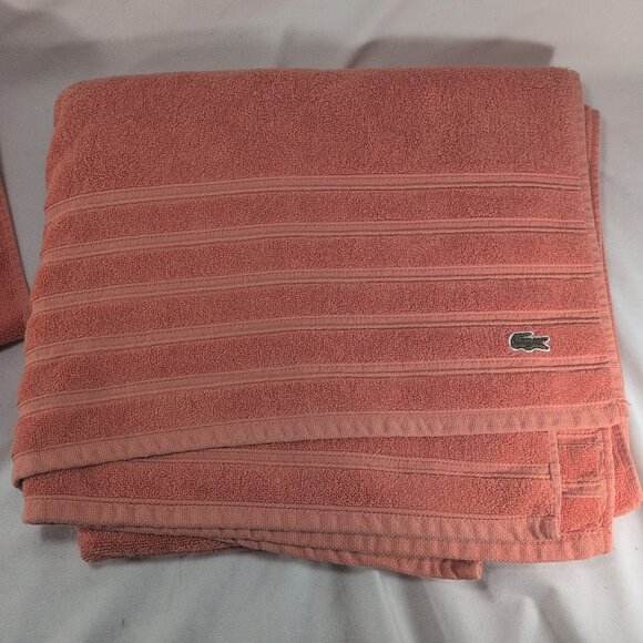 Lacoste 4 Set Orange Towels Bath Body Hand Hair 100% Cotton 30x52" Crocodile - Picture 8 of 12